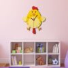 Nicht tickende Holzwanduhr für das Kinderzimmer mit kleinem Hühnchen-Design