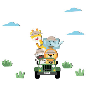 Kinderzimmer-Wandsticker für das Babyzimmer Modell Tierauto