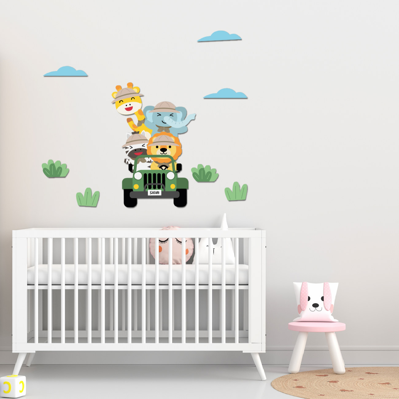Kinderzimmer-Wandsticker für das Babyzimmer Modell Tierauto