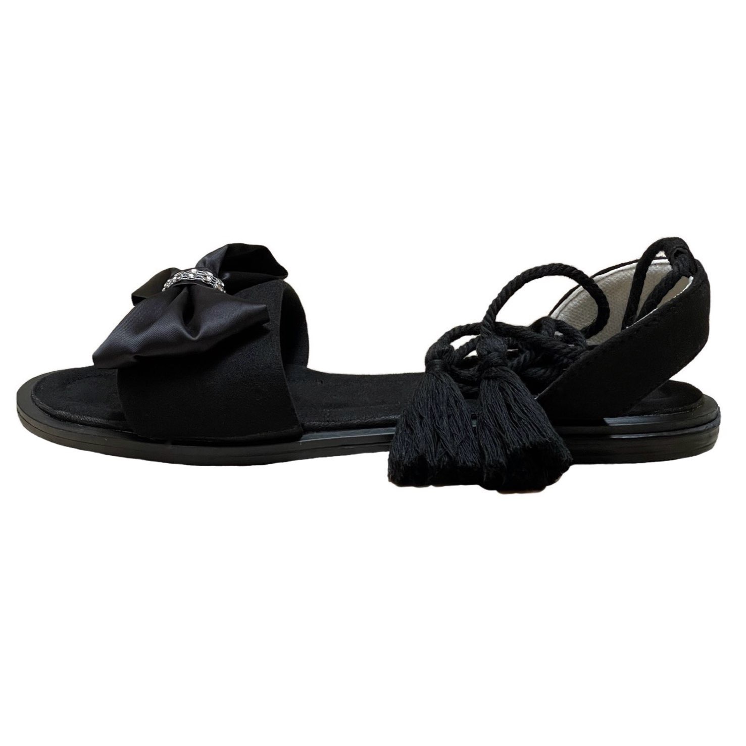 Offene Zehen flache Freizeitsandalen für Damen, Modell Schleife