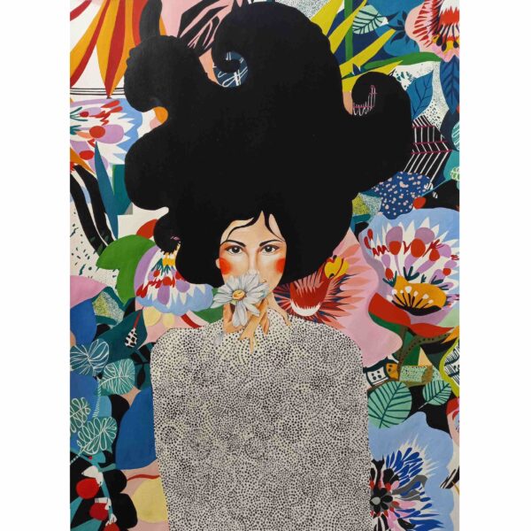 Original persische Buntstift- & Acrylzeichnung