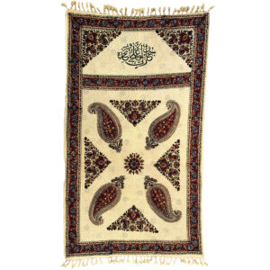 Persische Blockdruck-Kalamkari-Gebetsmatte Sajada mit Booteh-Paisley-Design