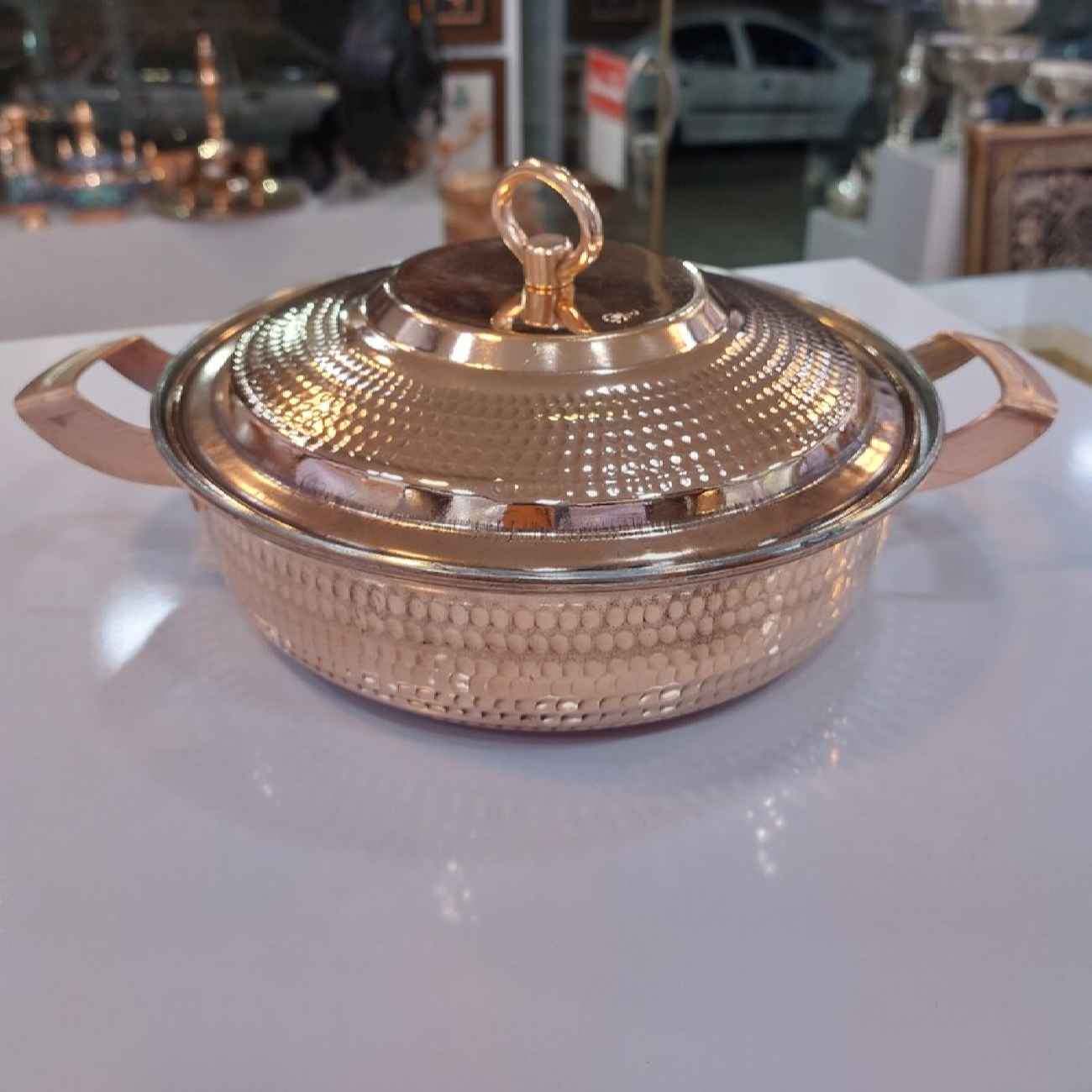 Persische Kupferpfanne - Handgeschmiedet mit Deckel (Cyrus Modell)