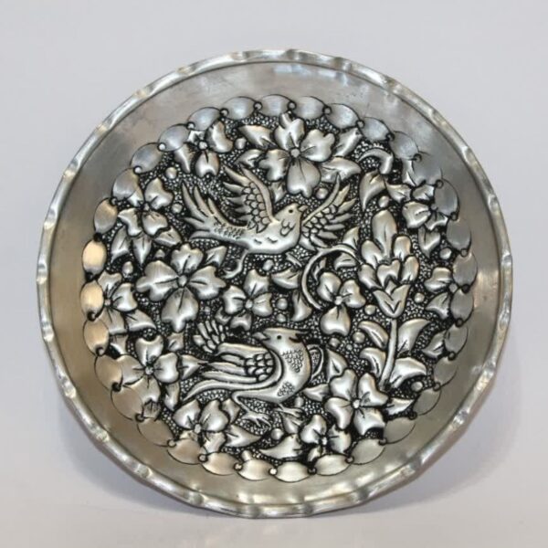 Persischer dekorativer Kupferteller handgraviert mit Gol o Morgh Design