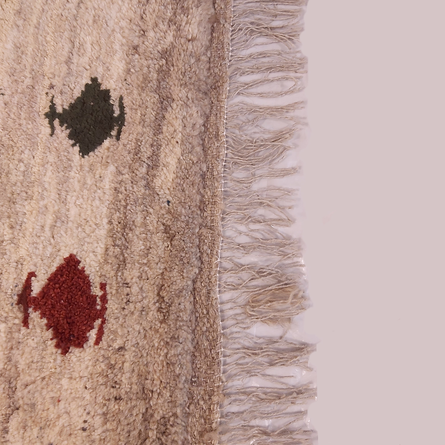 Echter persischer Gabbeh-Wollteppich handgewebt in Fars mit Rand grau