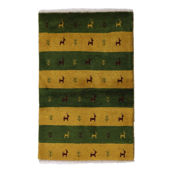 Persischer Gabbeh-Wollteppich handgewebt in Fars mit Rand blau