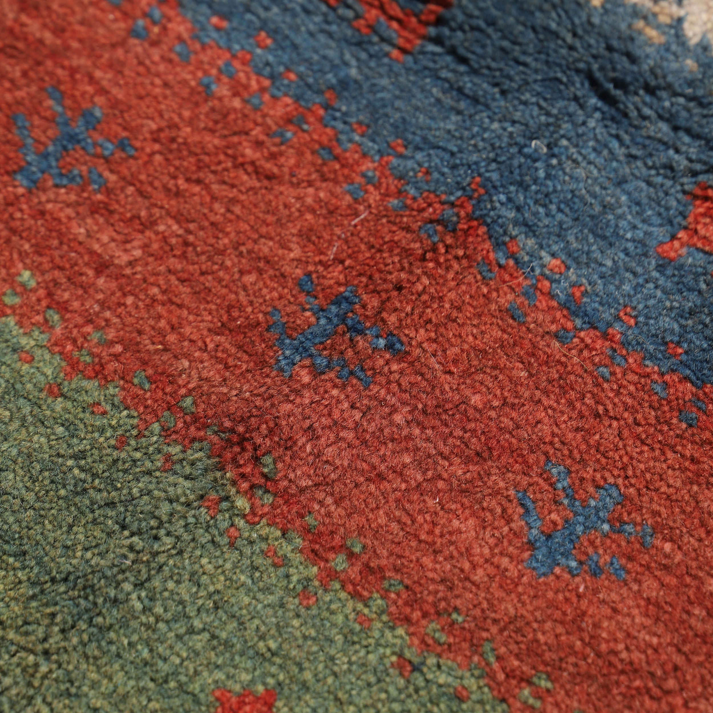 Original persischer Gabbeh-Wollteppich handgewebt in Fars mit Rand rot