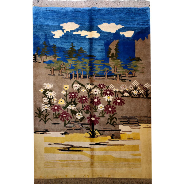 Authentischer echter persischer Gabbeh-Wollteppich handgewebt in Fars mit Rand orange