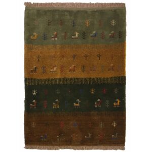 Original persischer Gabbeh-Wollteppich handgewebt in Fars mit Rand rot
