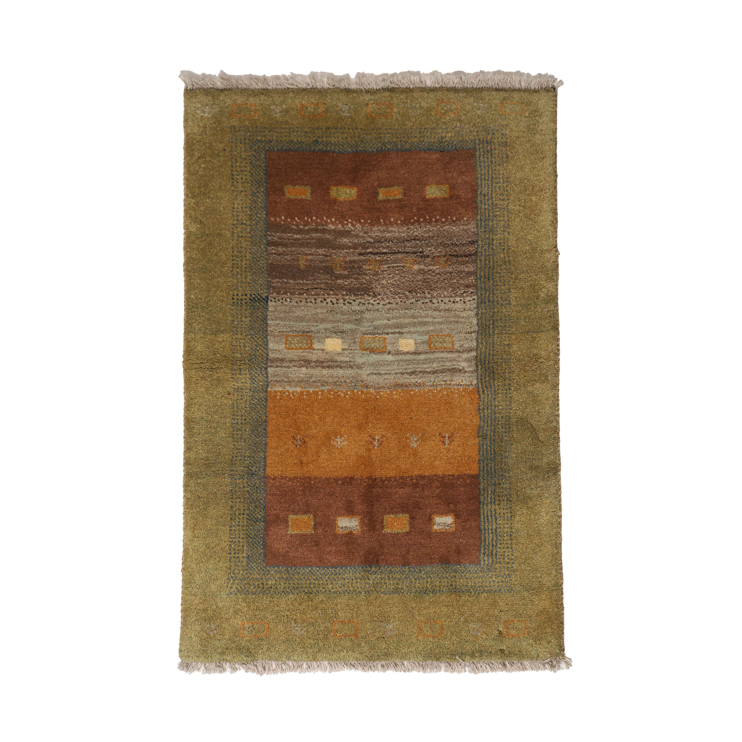 Original persischer Gabbeh-Wollteppich handgewebt in Fars braun floral