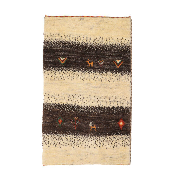 Original persischer Gabbeh-Wollteppich handgewebt in Fars gelb floral