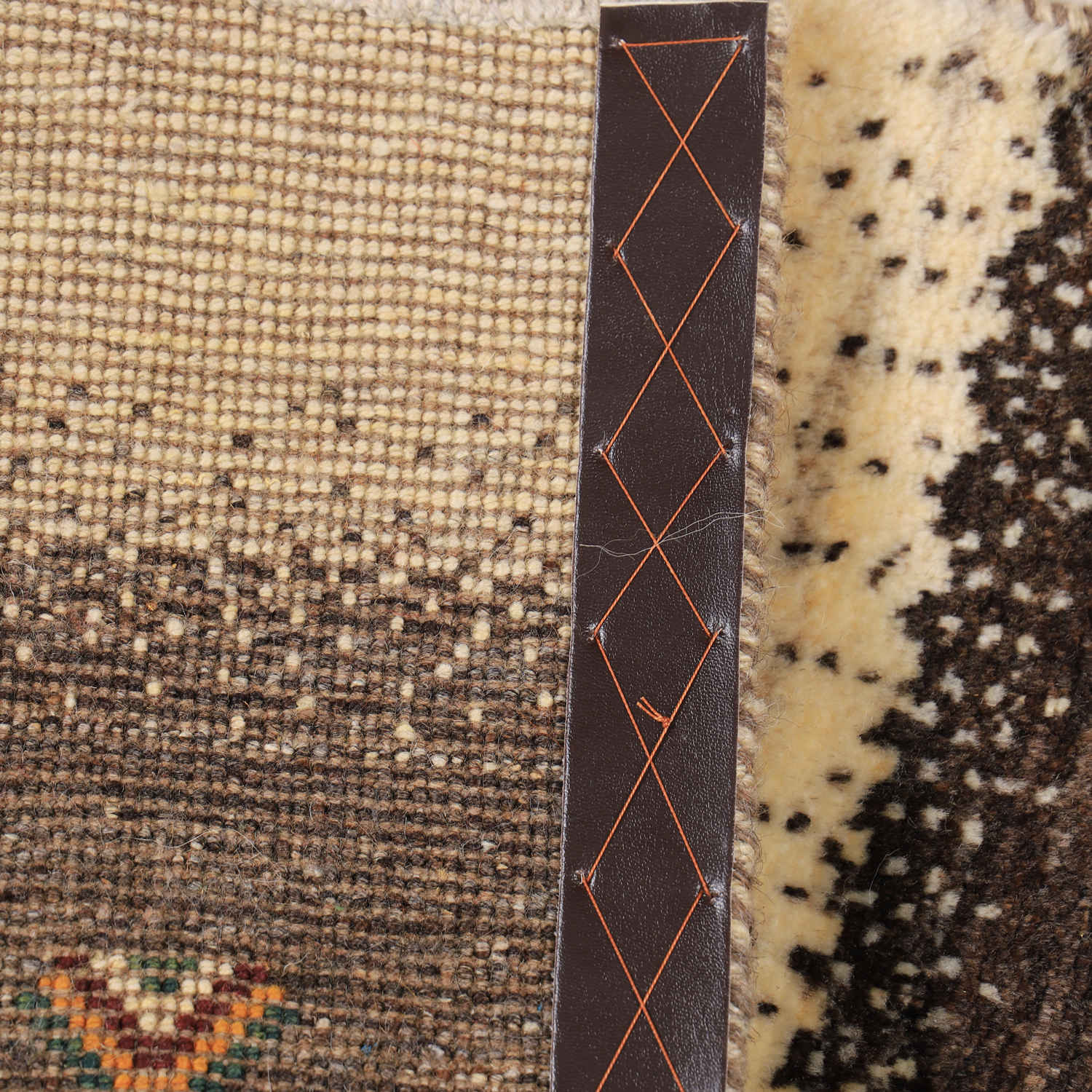 Original persischer Gabbeh-Wollteppich handgewebt in Fars gelb floral