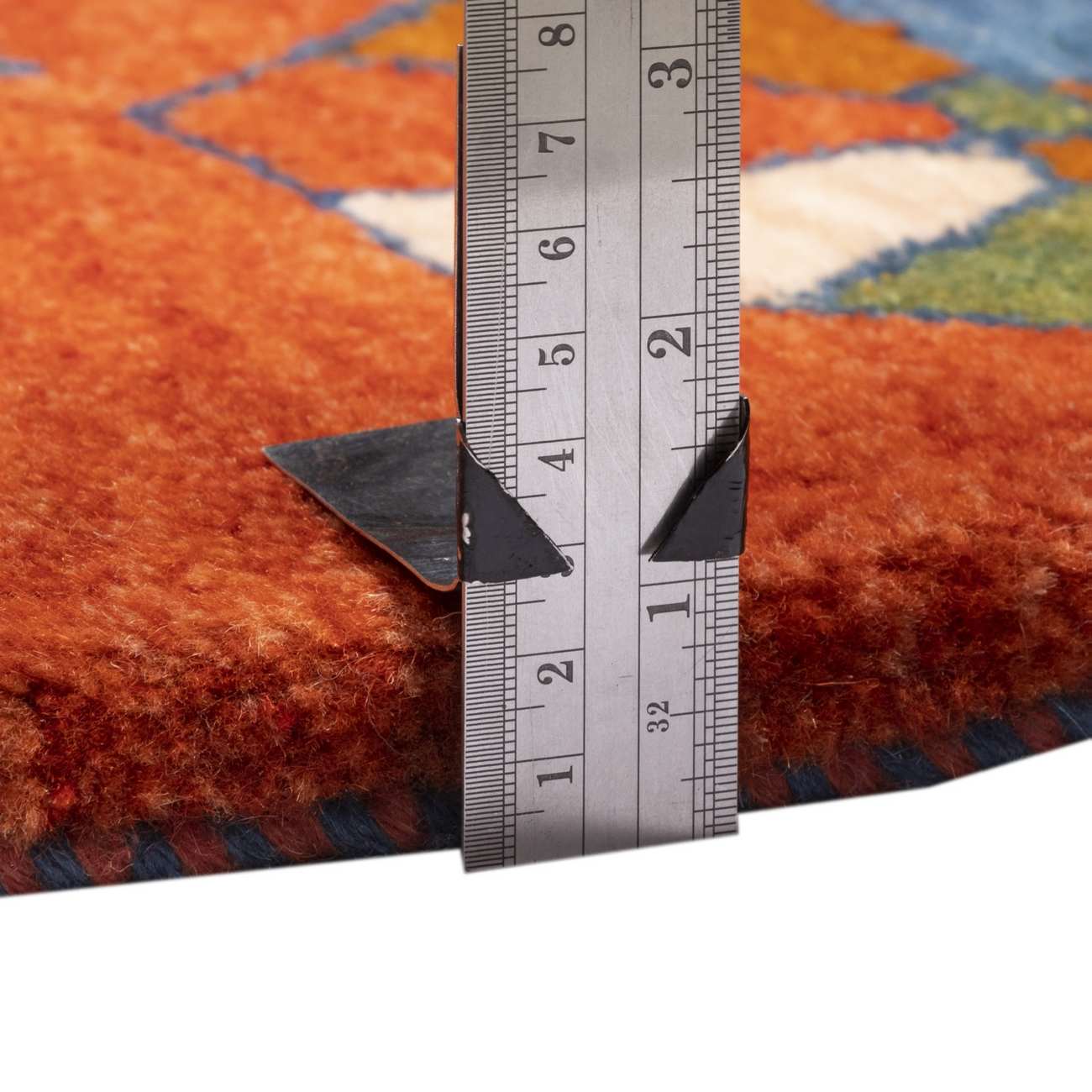 Original persischer Gabbeh-Wollteppich handgewebt in Fars mit Rand orange