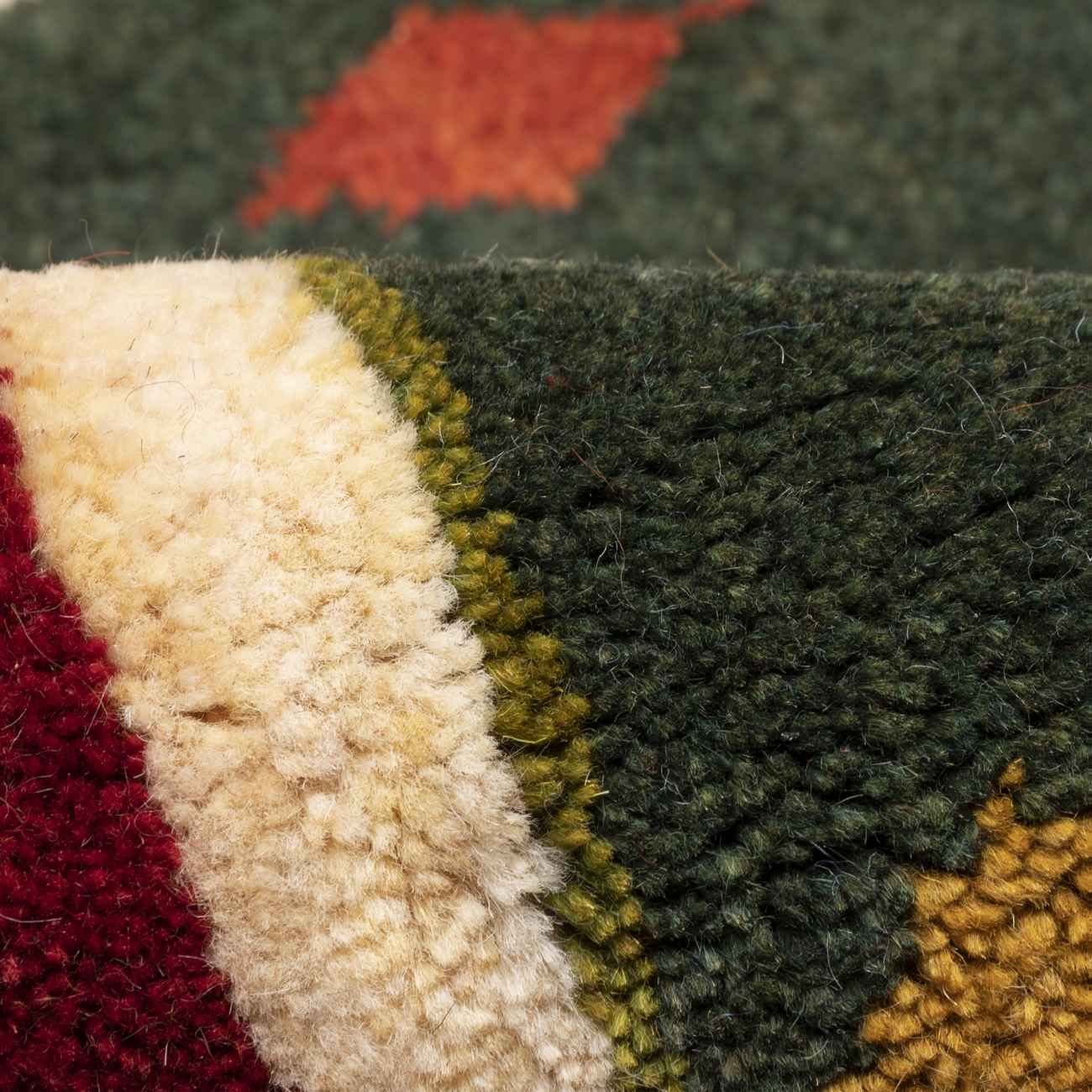 Authentischer echter persischer Gabbeh-Wollteppich handgewebt in Fars mit Rand orange