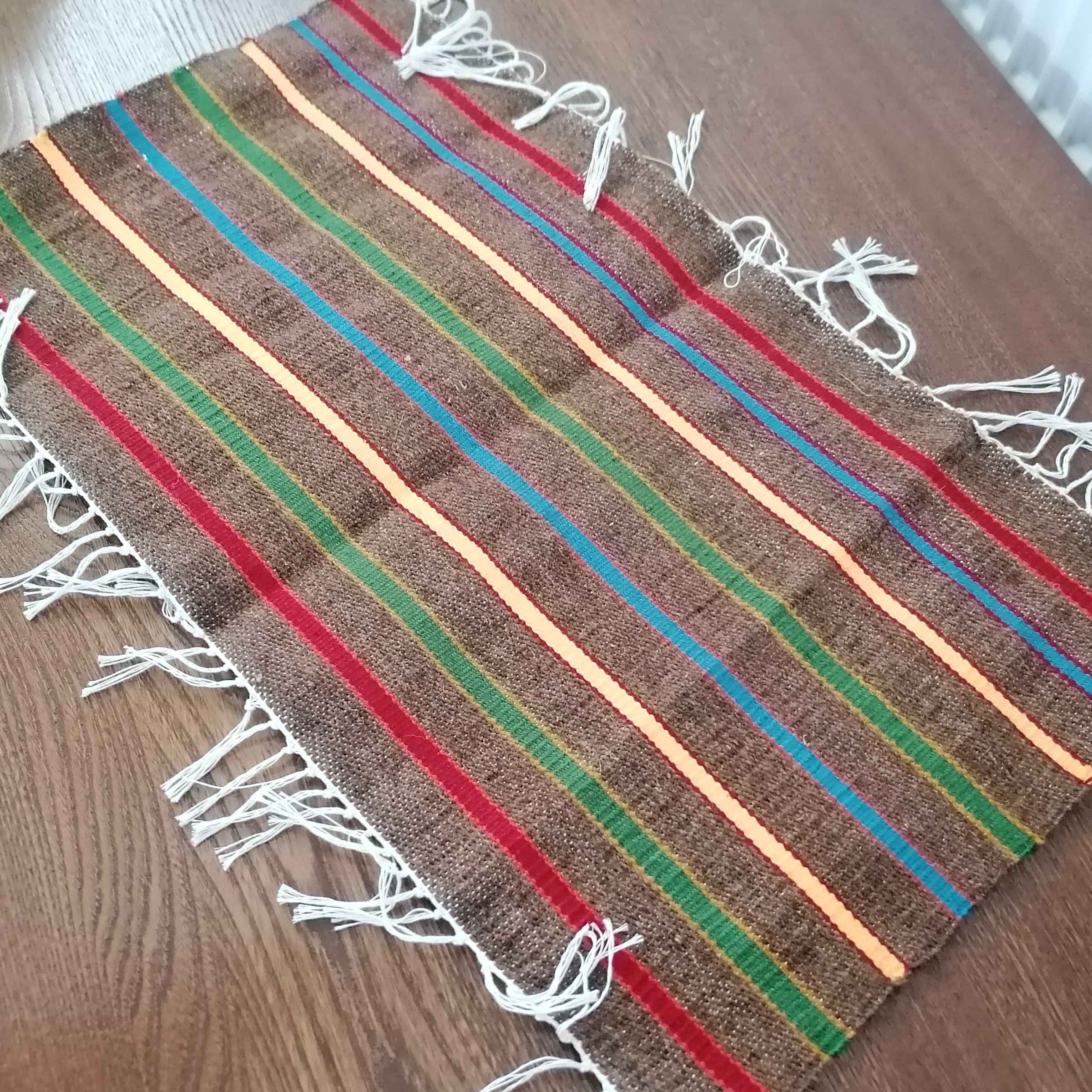 Persischer Jajim Teppich flachgewebt in Golestan gestreift Braun