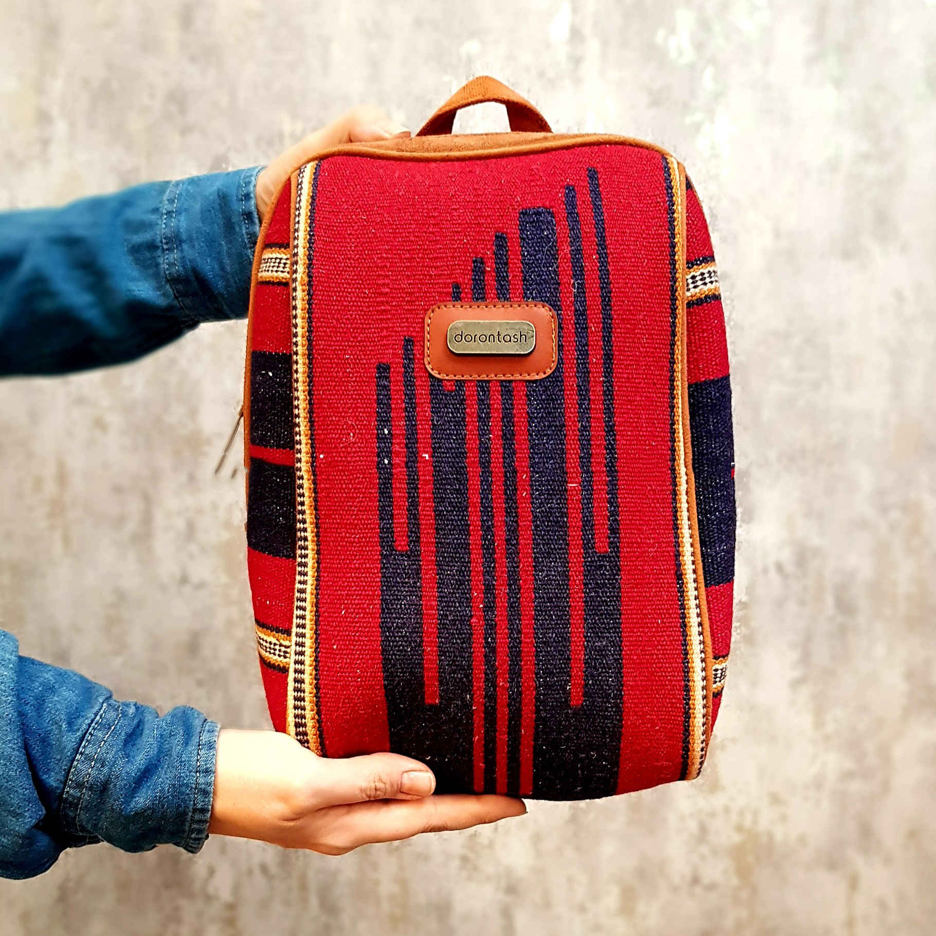 Persischer Kilim-Freizeitrucksack, handgefertigt, Modell Ethnisch