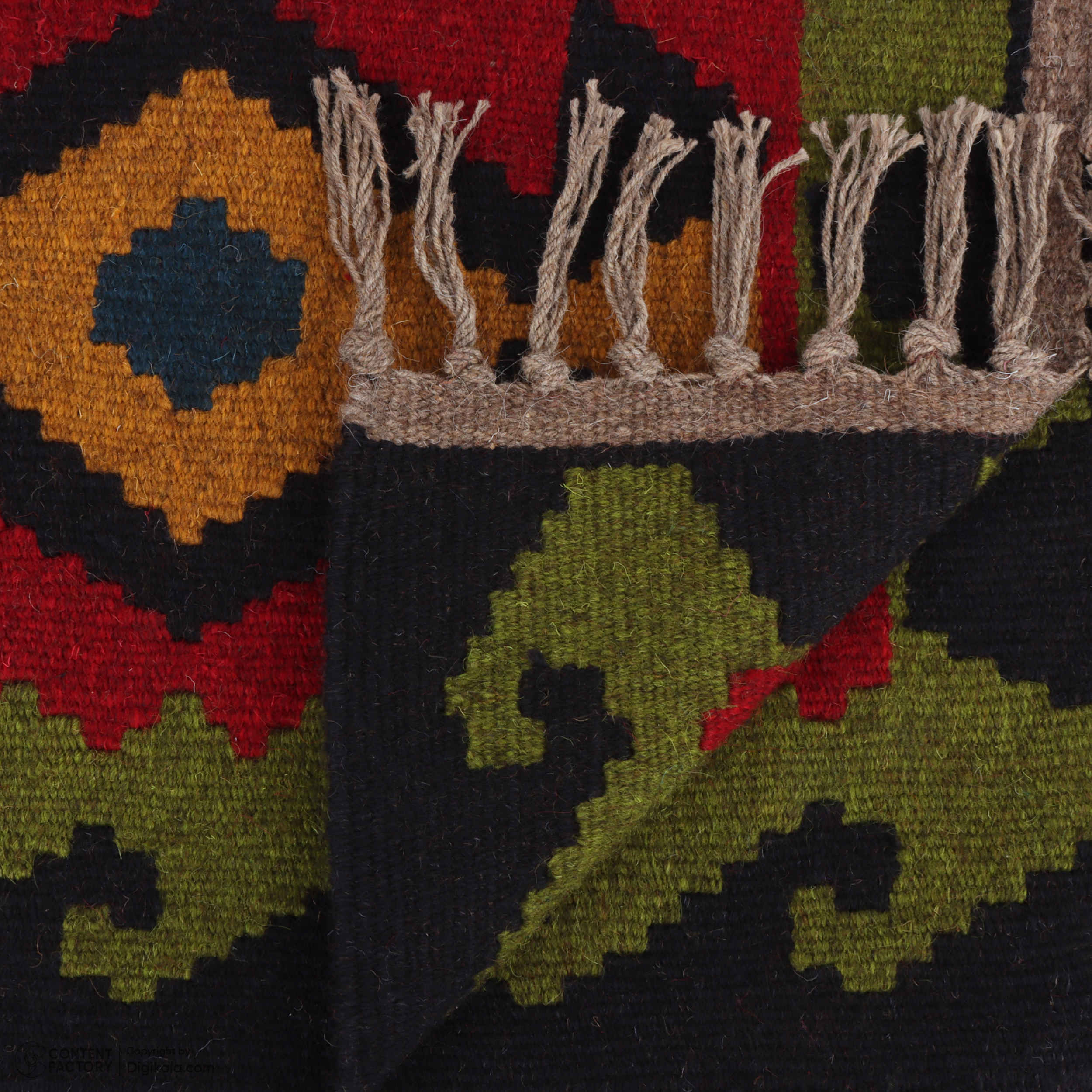 Persischer Kelim Teppich mit Wolle handgewebt in Fars geometrisch rot