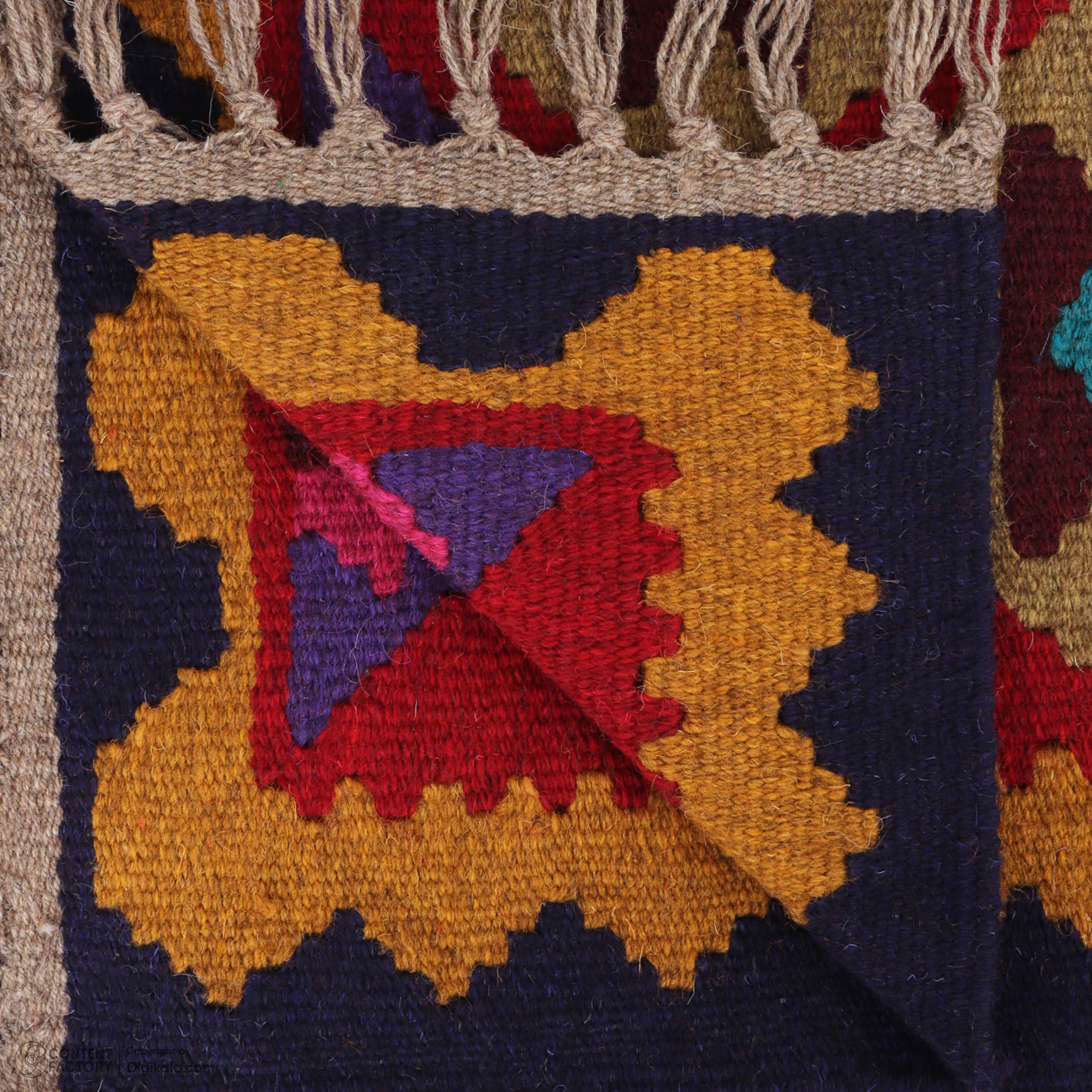 Persischer Kelim Teppich mit Wolle handgewebt in Golestan gestreift rot