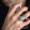 Persischer Neyshabur-Türkis Silberring für Herren, Modell Eye