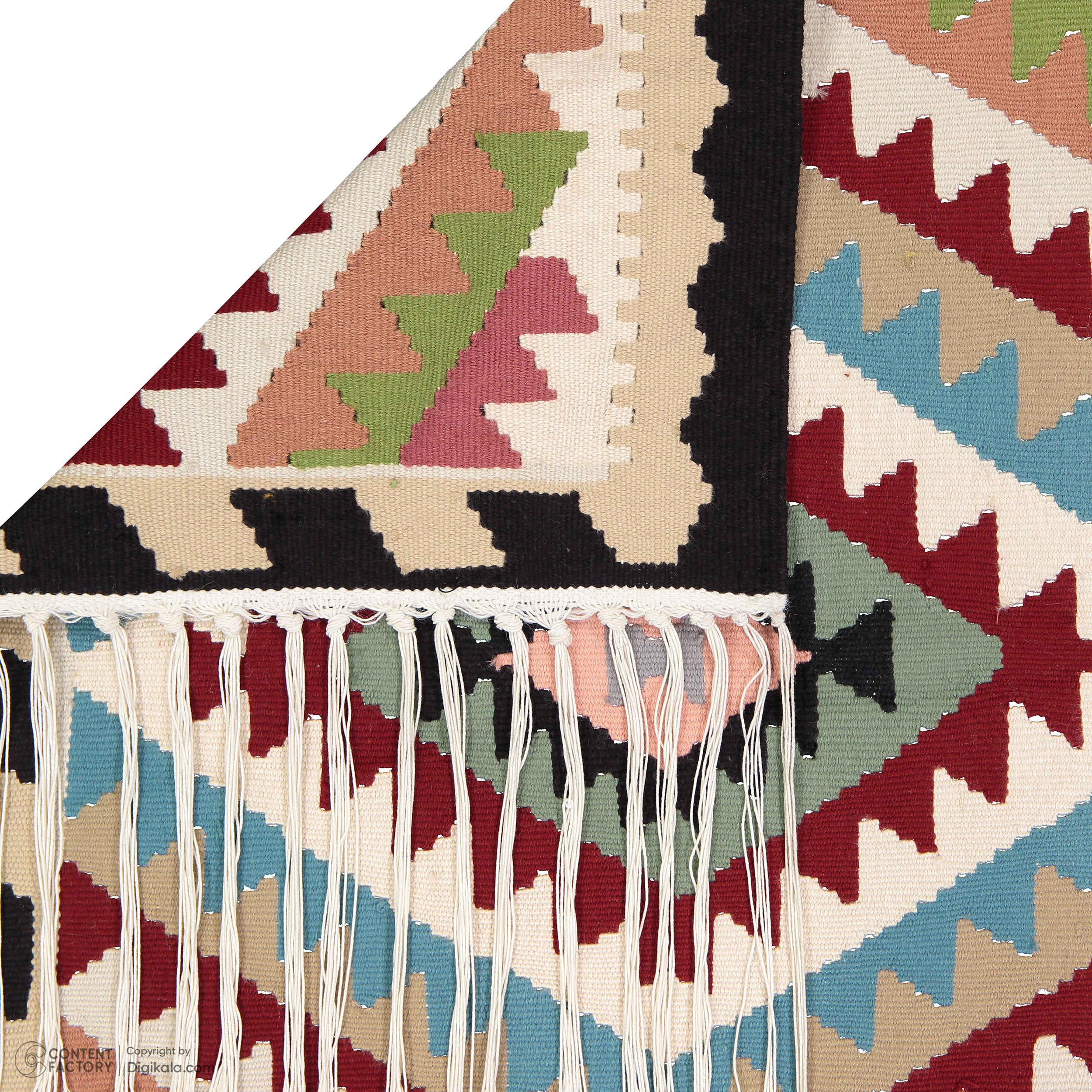 Persischer Kelim Teppich mit Wolle handgewebt in Shiraz geometrisch