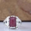 Persischer roter Natur-Rubin-Silberring – elegante Ausführung für Herren, handgefertigt