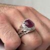 Persischer roter Rubin-Silberring Eleganz für Herren, handgefertigt