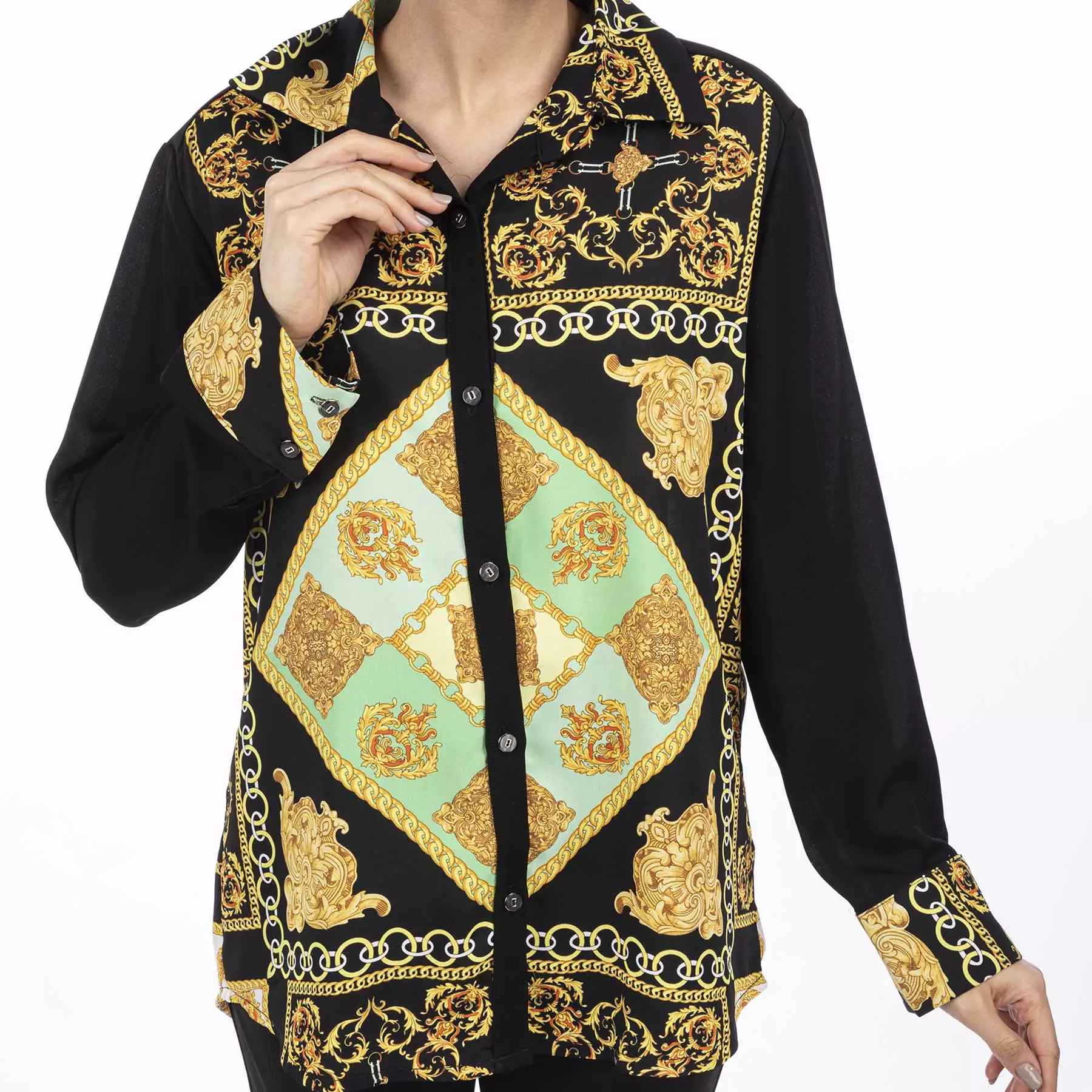 Iranisches Tunika-Oberteil mit geometrischem Design für Damen