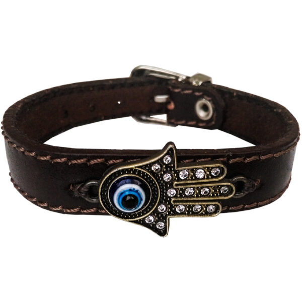 Persisches Lederarmband - Design mit bösem Auge