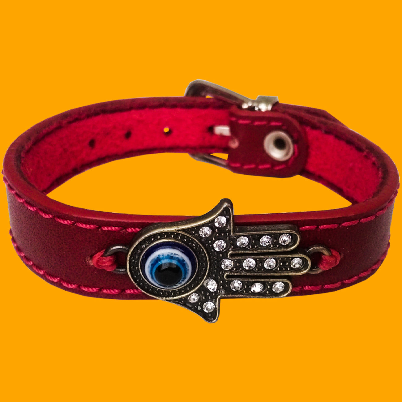 Persisches Lederarmband – Design mit bösem Auge