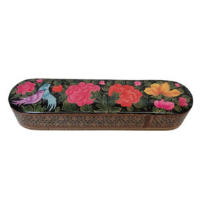 Persische Holz-Bleistiftbox Handgefertigt Khatamkari mit Blumen- & Vogel-Design
