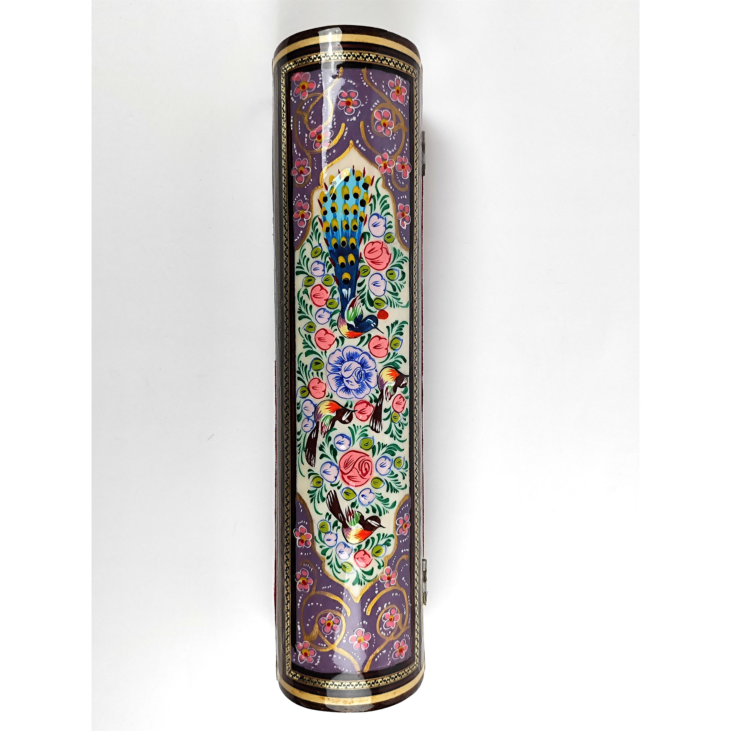Persische Holz-Bleistiftbox Handgefertigt Khatamkari im Vogel- & Blumen-Design