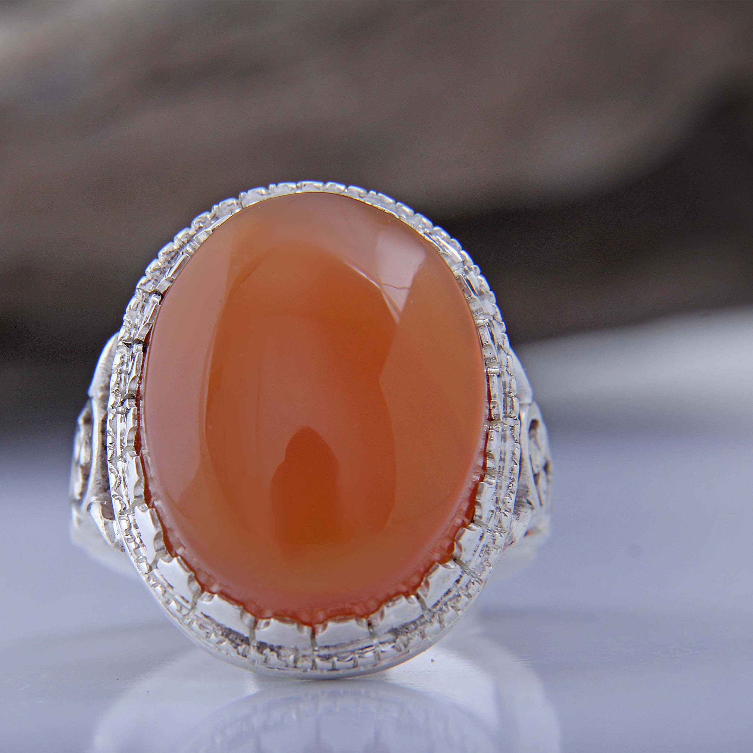 Persischer Jemenitischer Aqeeq Silberring für Herren, handgefertigt Modell Palace