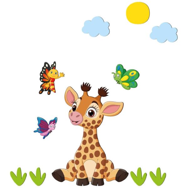 Abnehmbare Kinderzimmer-Wandsticker aus Holz mit Giraffen-Design