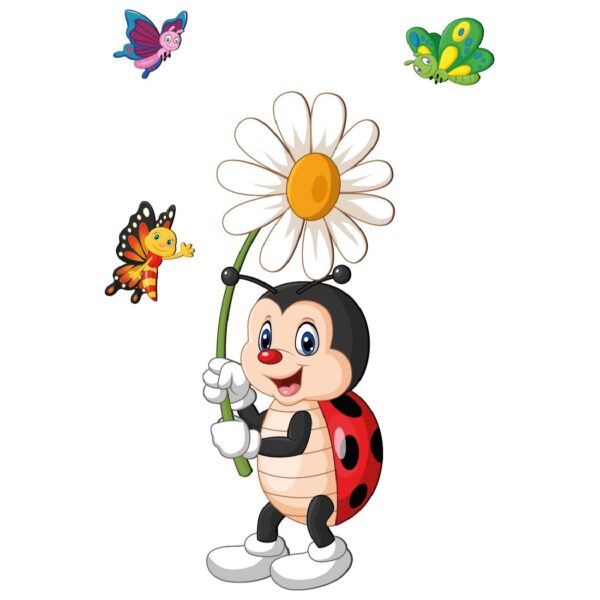 Abnehmbare Kinderzimmer-Wandsticker aus Holz mit Marienkäfer-Design