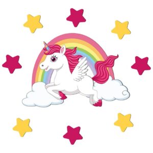 Abnehmbare Kinderzimmer-Wandsticker aus Holz mit Einhorn-Design