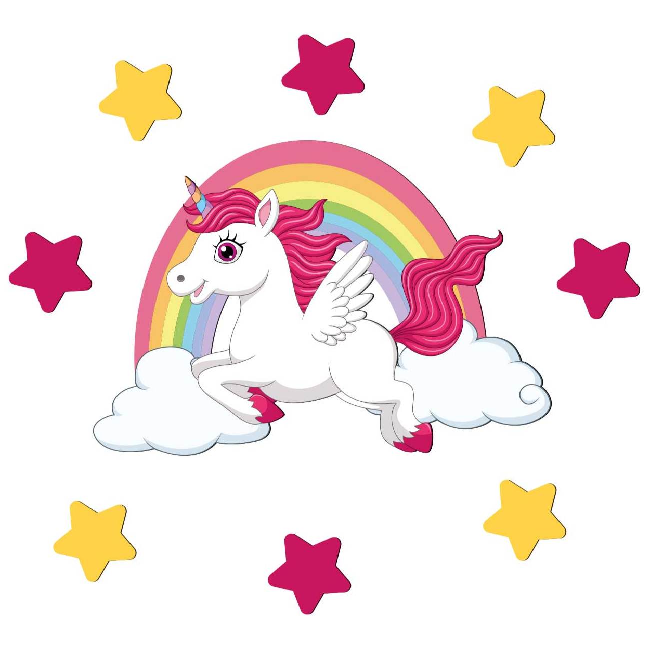 Abnehmbare Kinderzimmer-Wandsticker aus Holz mit Einhorn-Design
