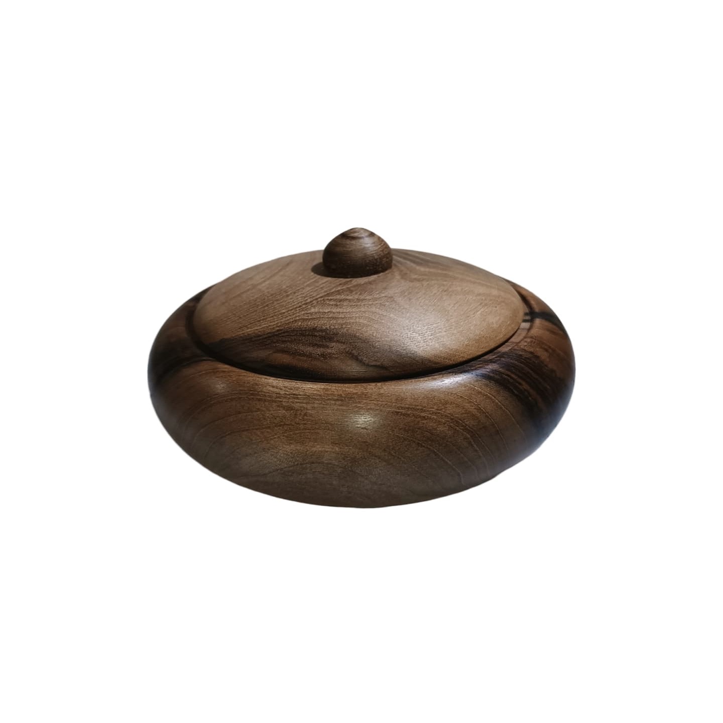 Handgefertigte Holz-Zuckerschale mit Deckel - Rustikaler Stil