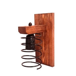 Rustikale Holz Wandleuchte mit Industriellen Metallspirale Design
