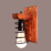 Rustikale Holz Wandleuchte mit Industriellen Metallspirale Design