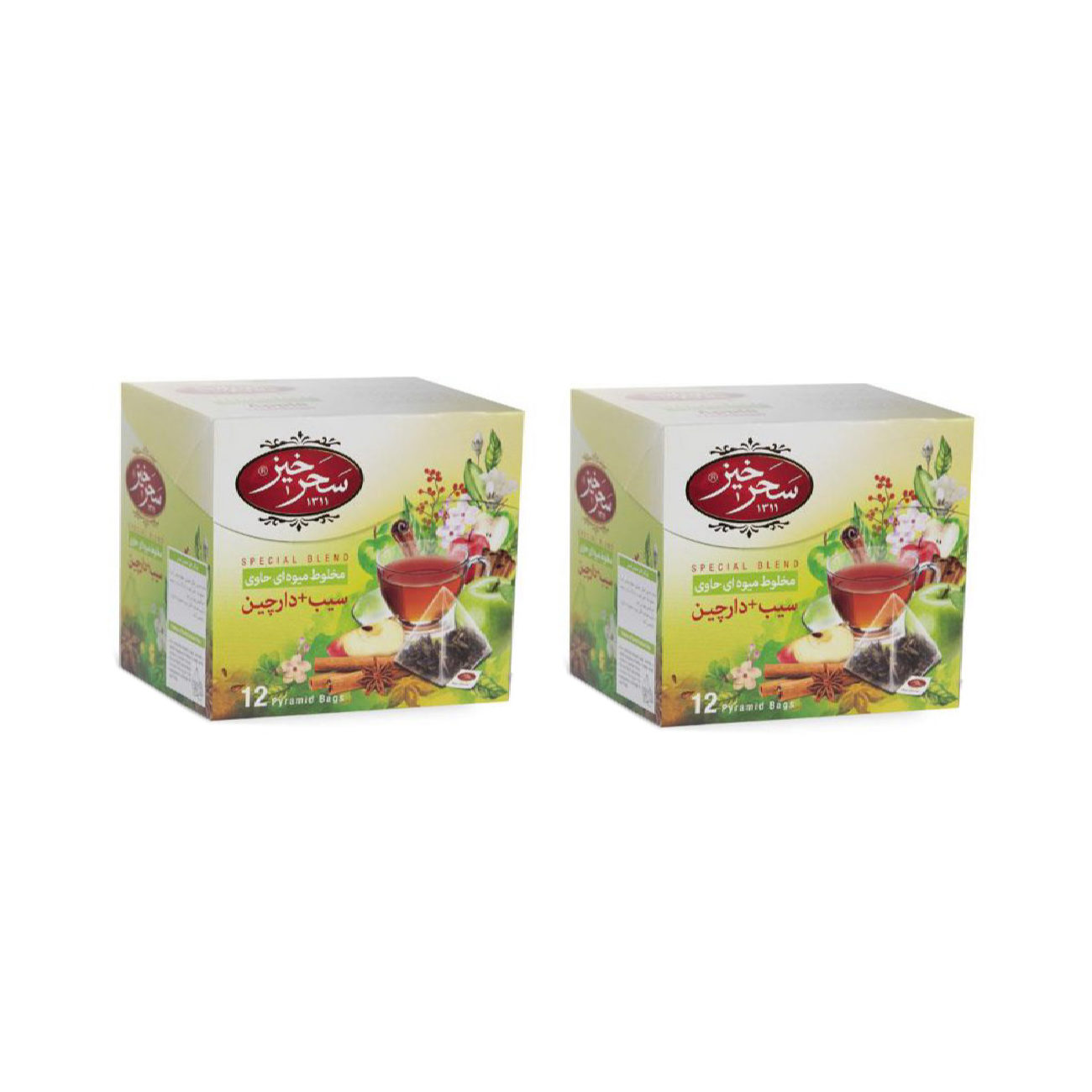 Saharkhiz Apfel & Zimt Kräutertee-Mischung - Packung mit 12 (4 Packungen)