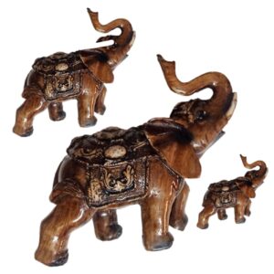 Set aus 3 dekorativen Elefanten-Figuren – Feng Shui Tier-Skulpturen