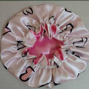 Seiden-Satin Schlafmütze für Haarschutz – Glatt mit Herzdesign