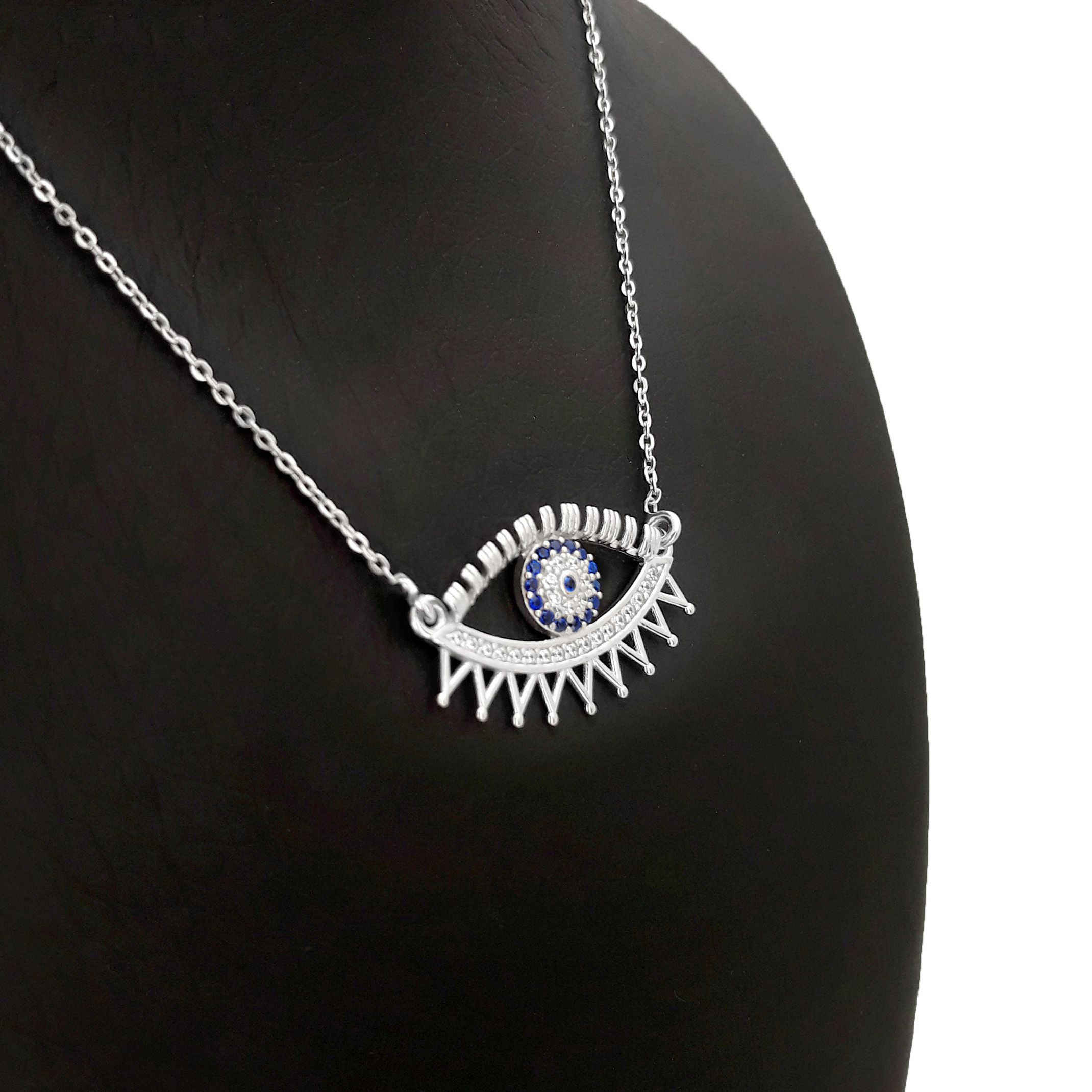 Silberhalskette mit Evil Eye Design für Frauen