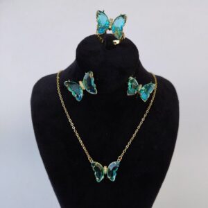 Stahl-Schmuckset für Damen mit Schmetterlingsdesign