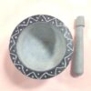 Steinmörser & Stößel Set elegant handgefertigt mit Blumendesign