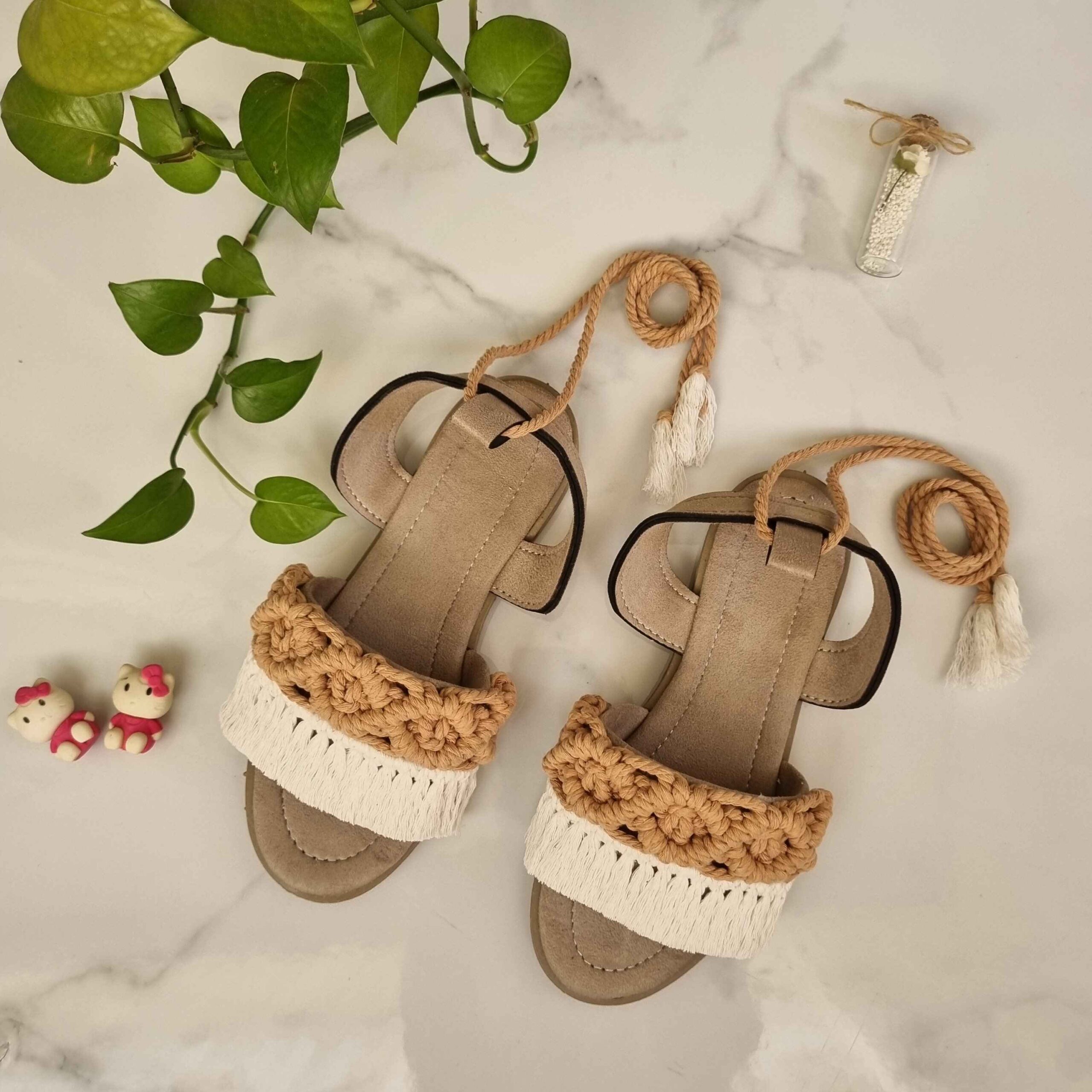 Strappy Macrame Sandalen Slingback Handgemacht Modell DNA