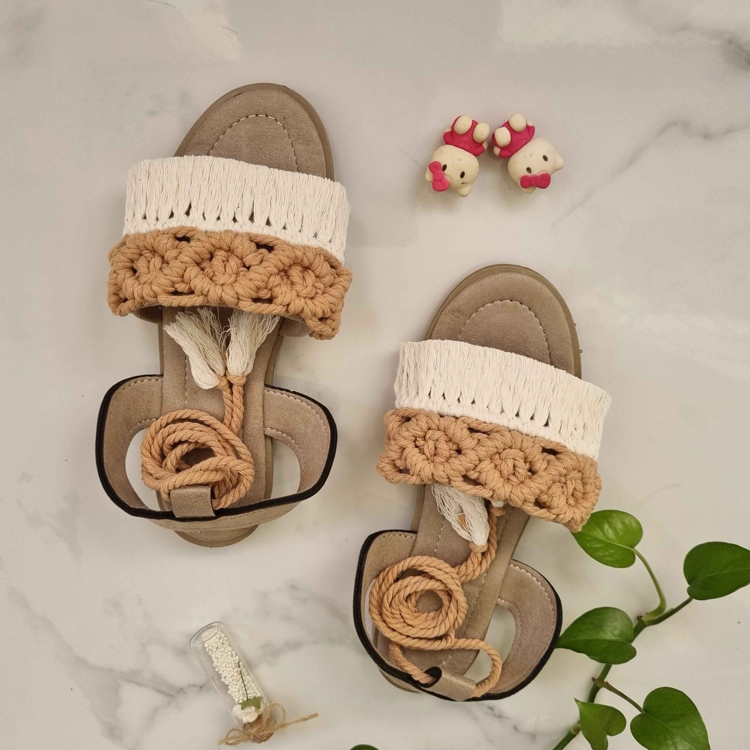 Strappy Macrame Sandalen Slingback Handgemacht Modell DNA