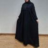 Stilvolle Locker geschnittene Abaya für Muslimische Frauen in Schwarzem Kreppgewebe