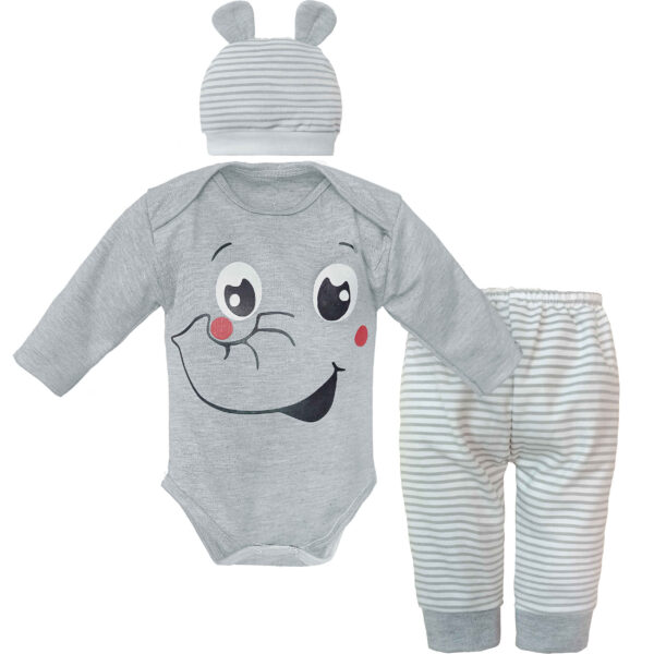 Unisex Baby Bekleidungs Set von 3 mit Elefanten Design