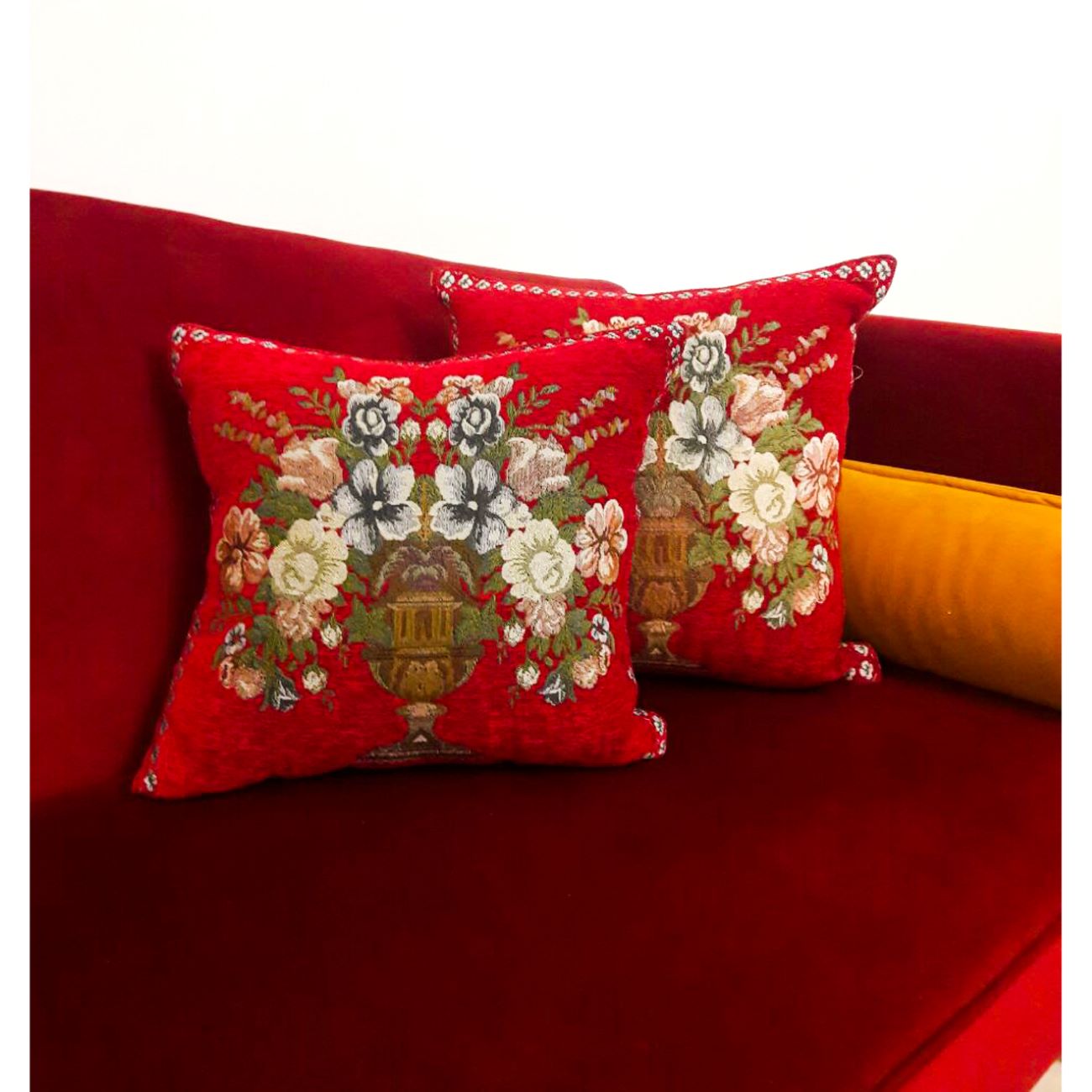 Samt Kissenbezug einseitig – Blumenvasen Design (Set von 2)